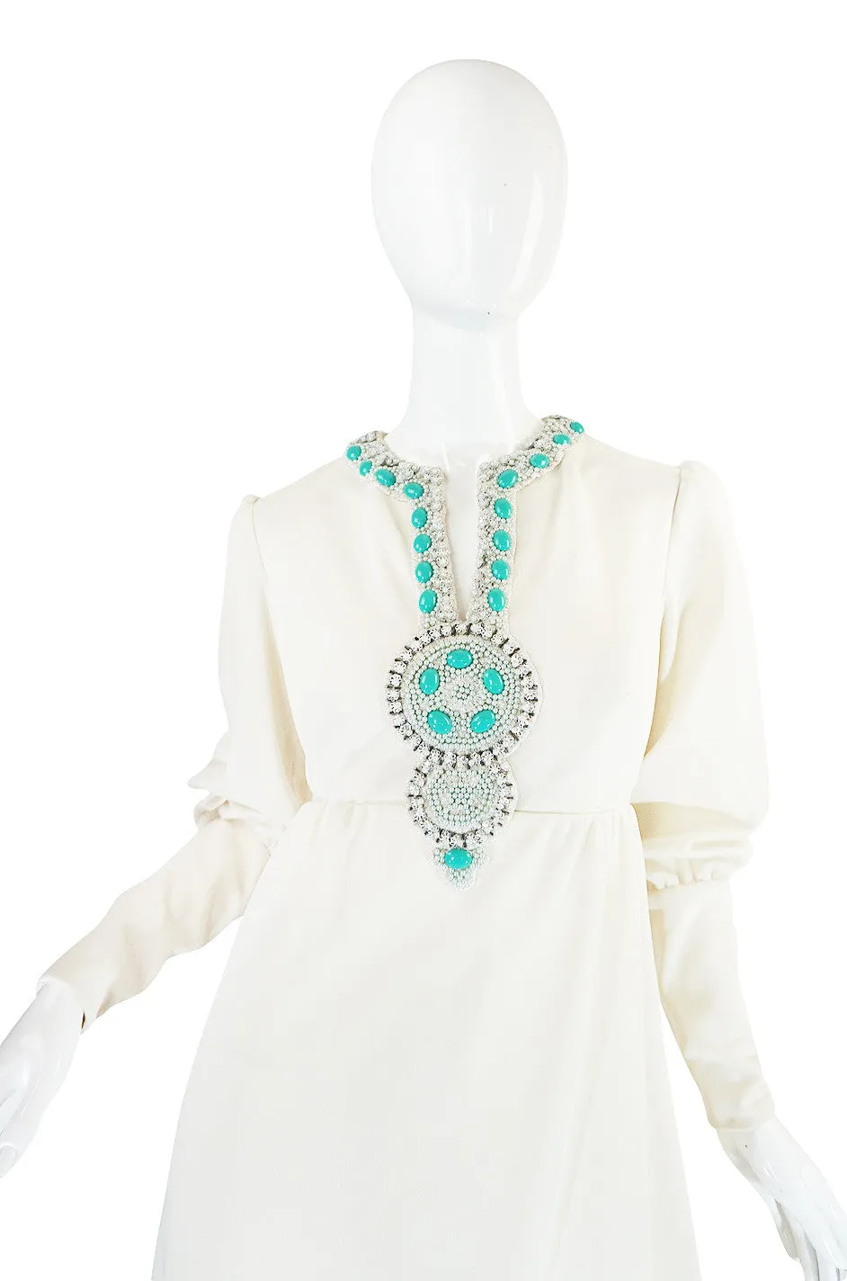 1960s Elaborate Beaded Front Jack Bryan Dress