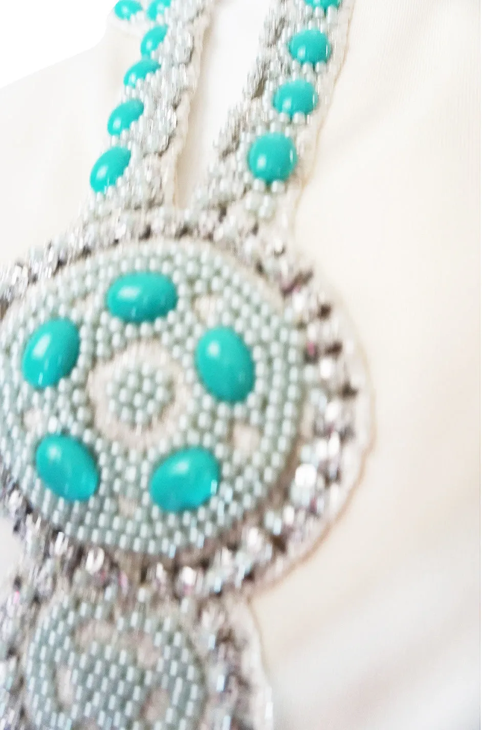 1960s Elaborate Beaded Front Jack Bryan Dress