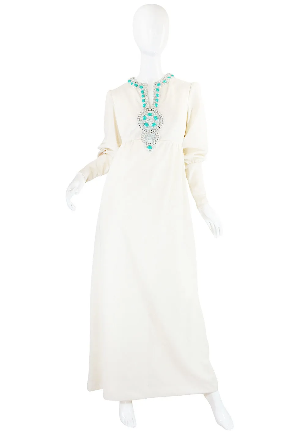 1960s Elaborate Beaded Front Jack Bryan Dress