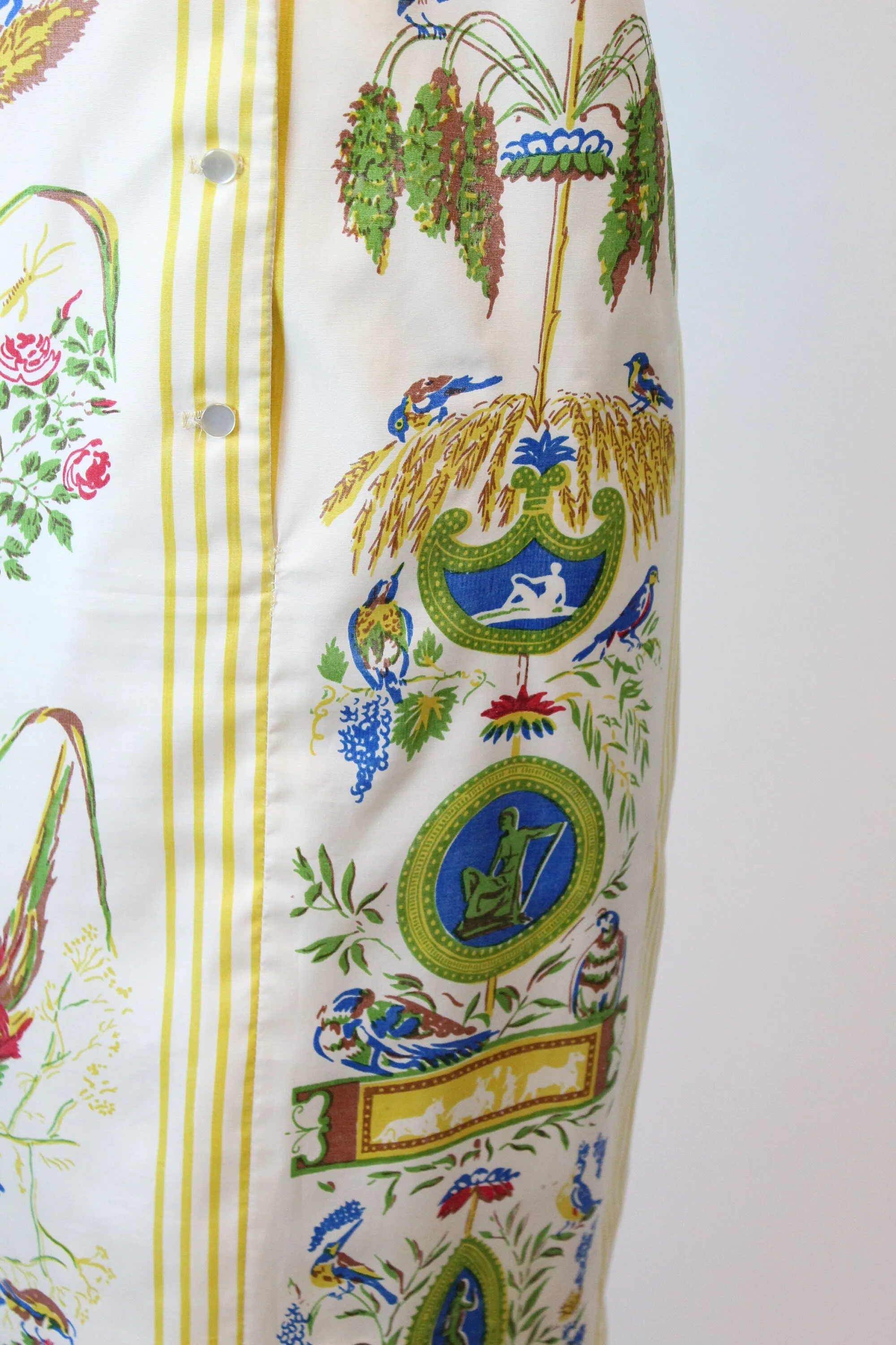 1960s FRENCH botanical print polished cotton dress small  | new spring summer