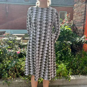 1970s handmade diamond print dress