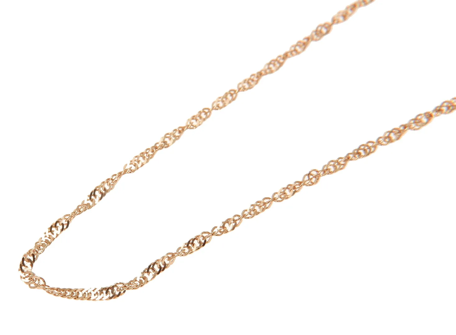 1MM 14K SOLID PINK ROSE GOLD SINGAPORE CHAIN NECKLACE 16" 18" 20" 22" 24"