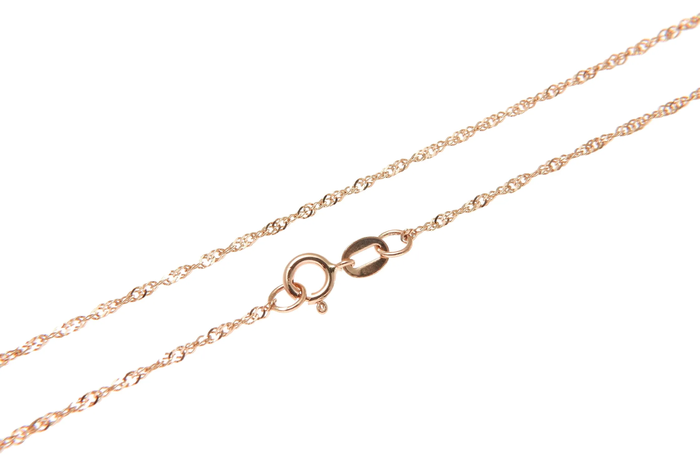 1MM 14K SOLID PINK ROSE GOLD SINGAPORE CHAIN NECKLACE 16" 18" 20" 22" 24"