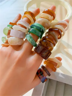 30pcs/set Translucent Tie-dye Resin Chunky Ring - Multicolor