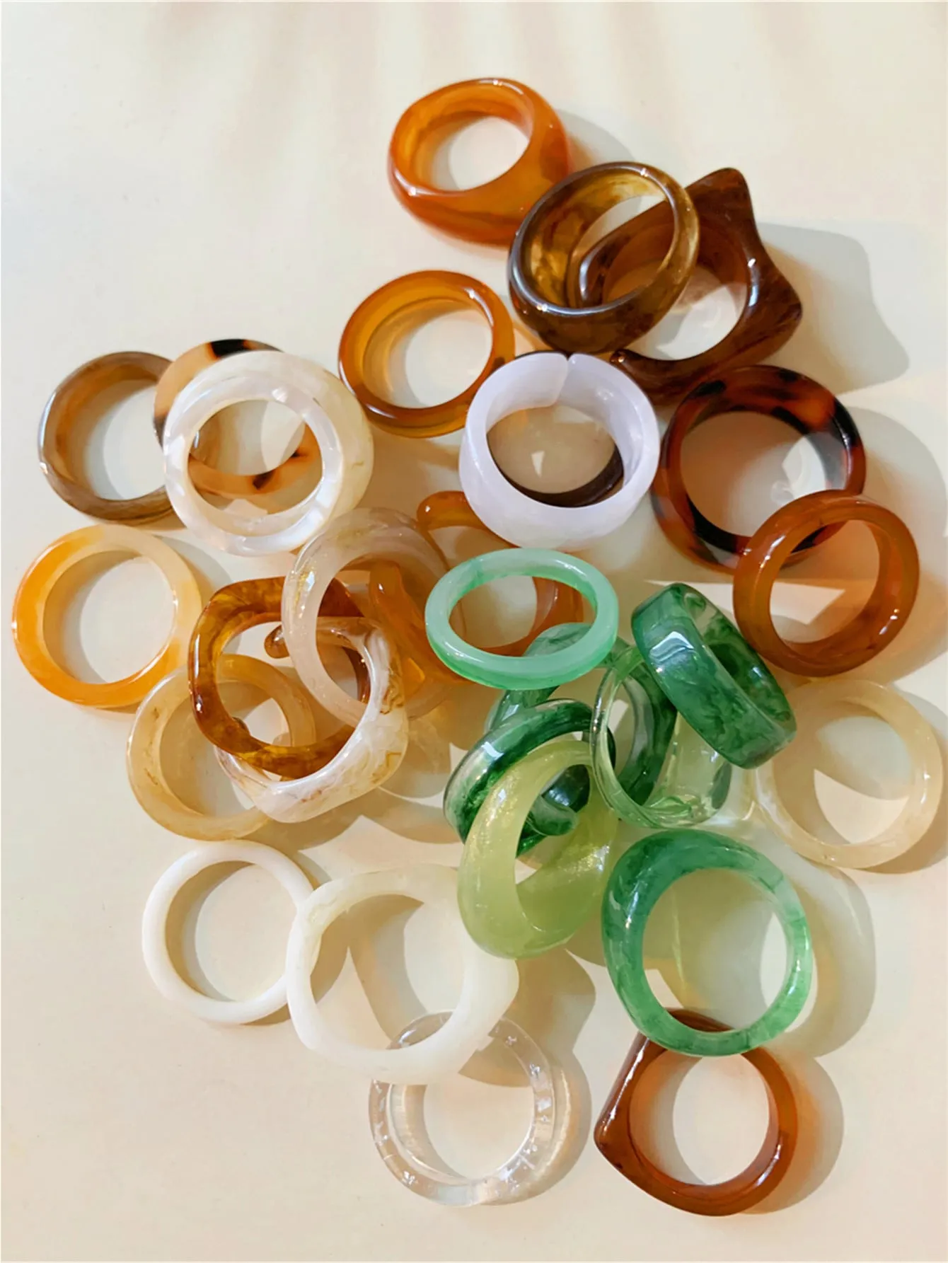 30pcs/set Translucent Tie-dye Resin Chunky Ring - Multicolor