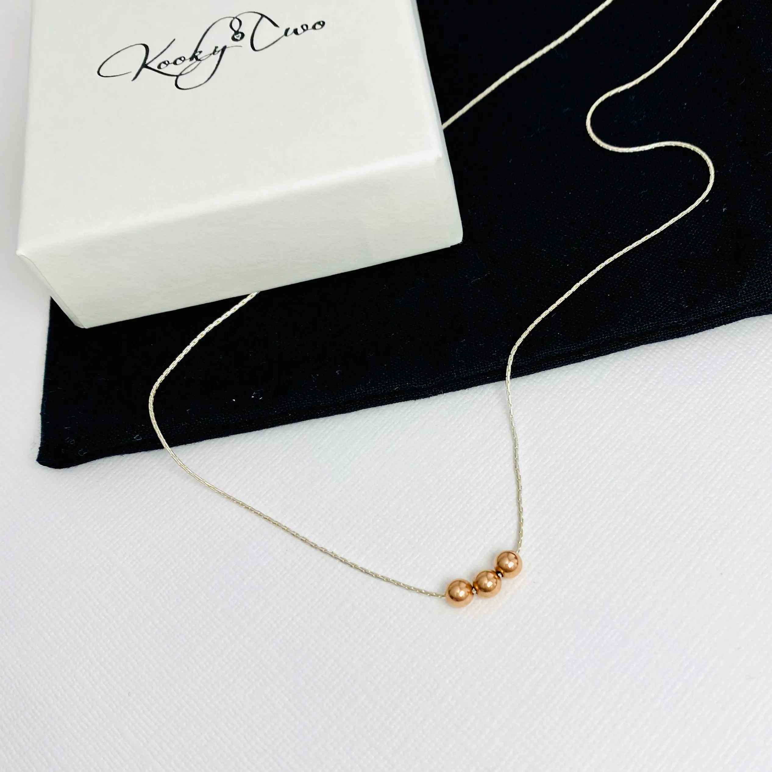 30th Birthday Necklace | Rose Gold Three Bead Necklace