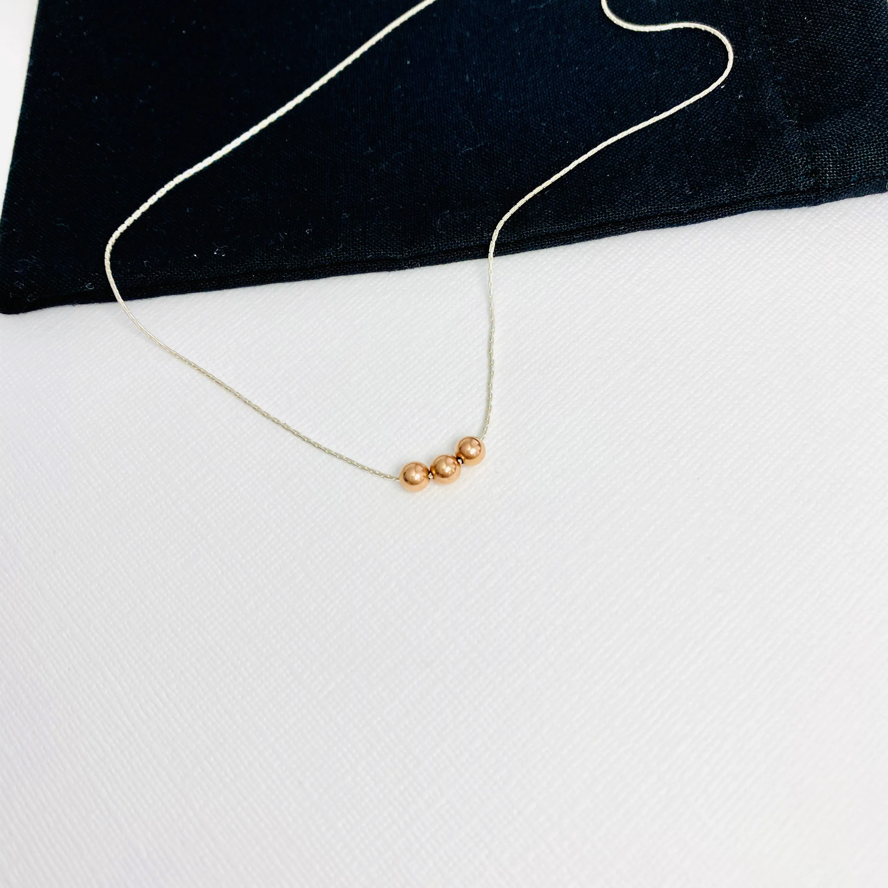 30th Birthday Necklace | Rose Gold Three Bead Necklace