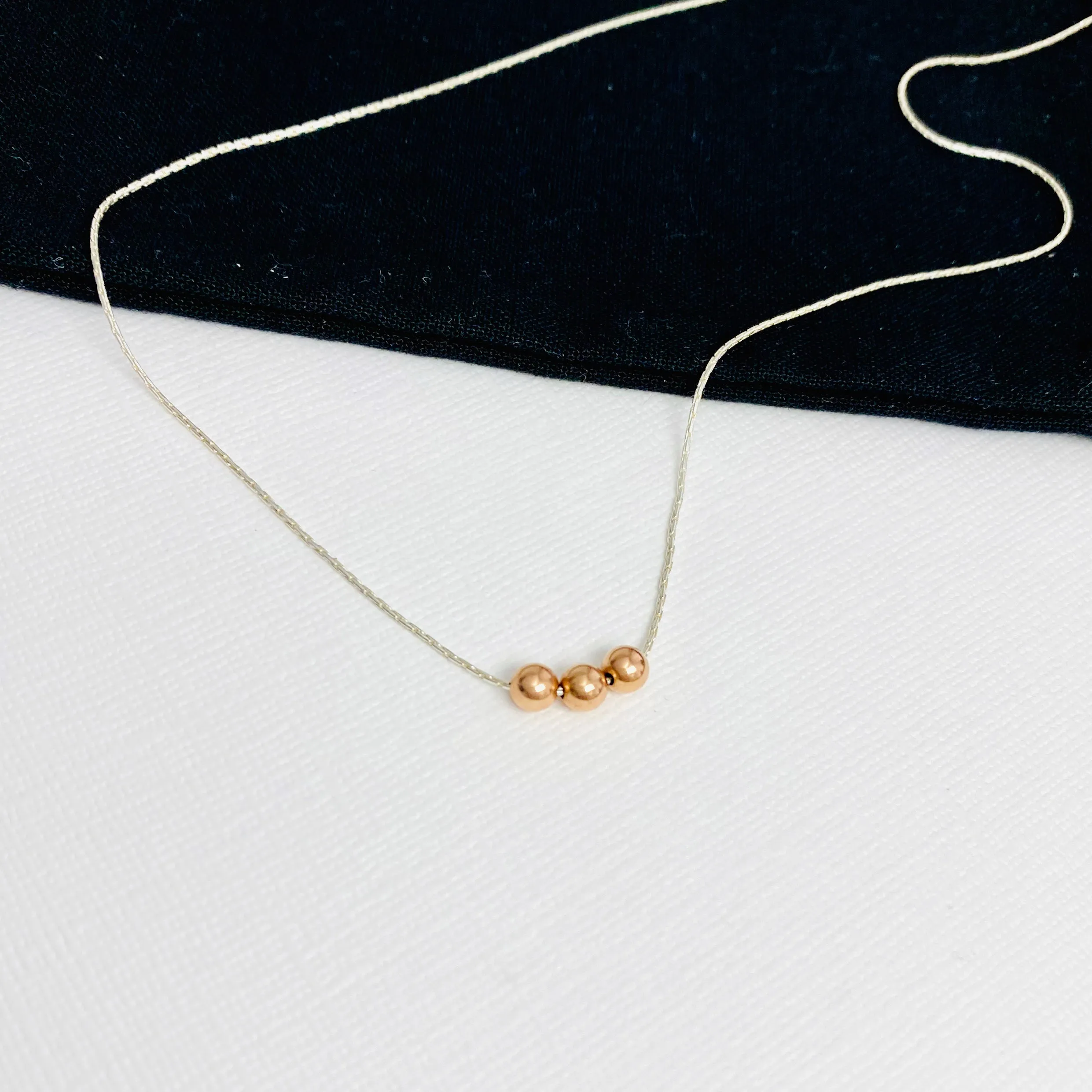 30th Birthday Necklace | Rose Gold Three Bead Necklace