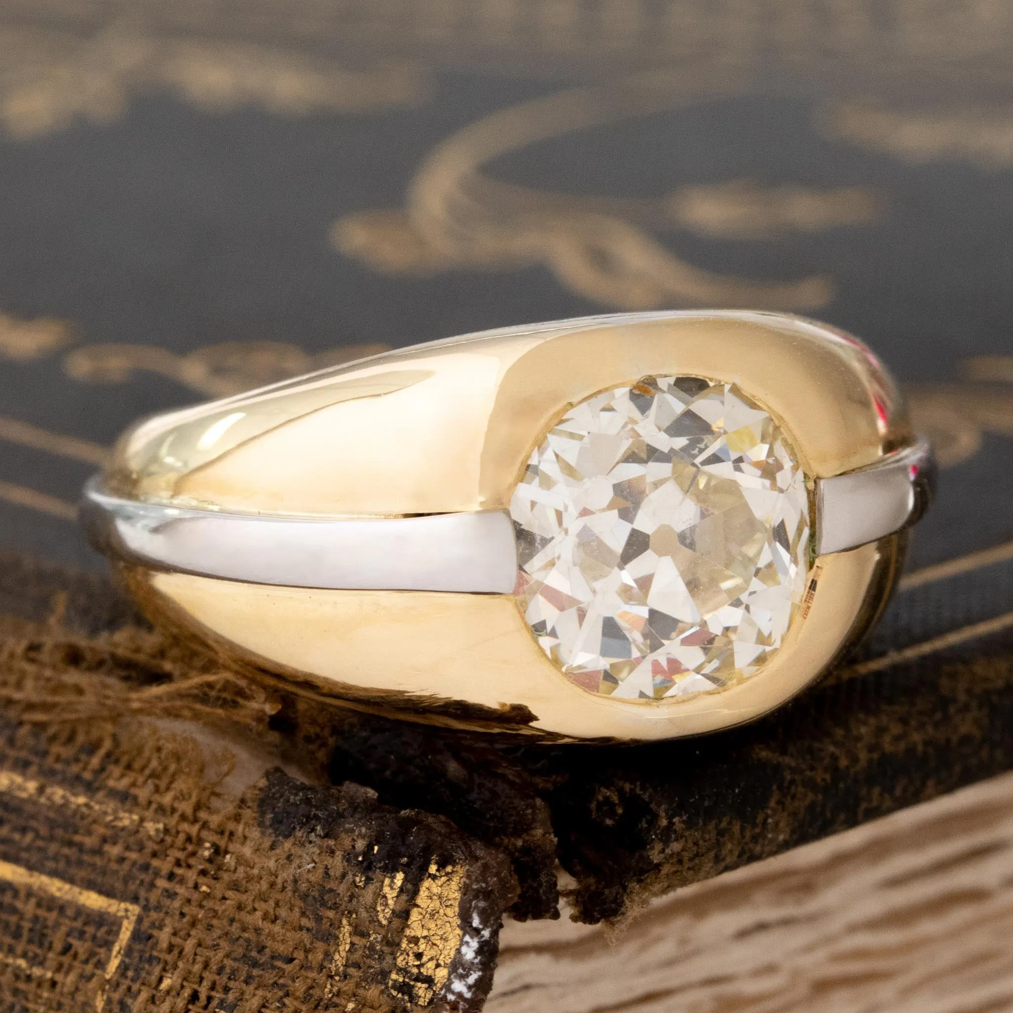 3.46ct Old Mine Cut Diamond Chunky Solitaire, GIA OP VS2