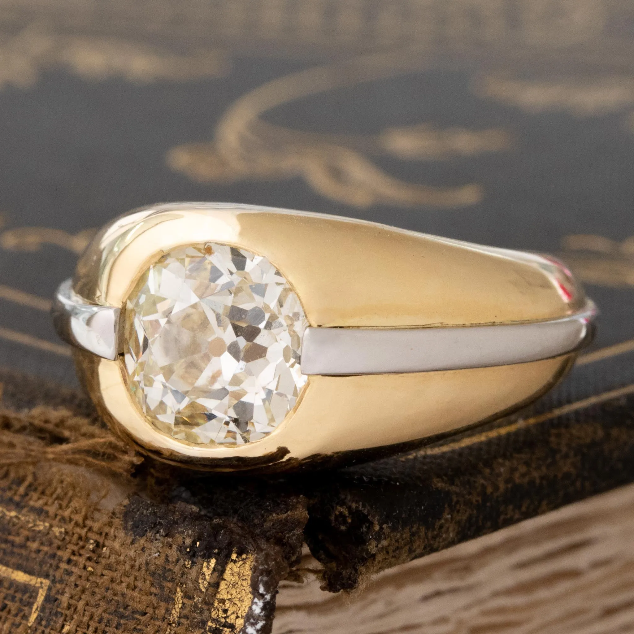 3.46ct Old Mine Cut Diamond Chunky Solitaire, GIA OP VS2