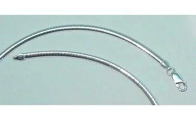 4MM ITALIAN SOLID STERLING SILVER OMEGA CHAIN NECKLACE 16" 18" 20"