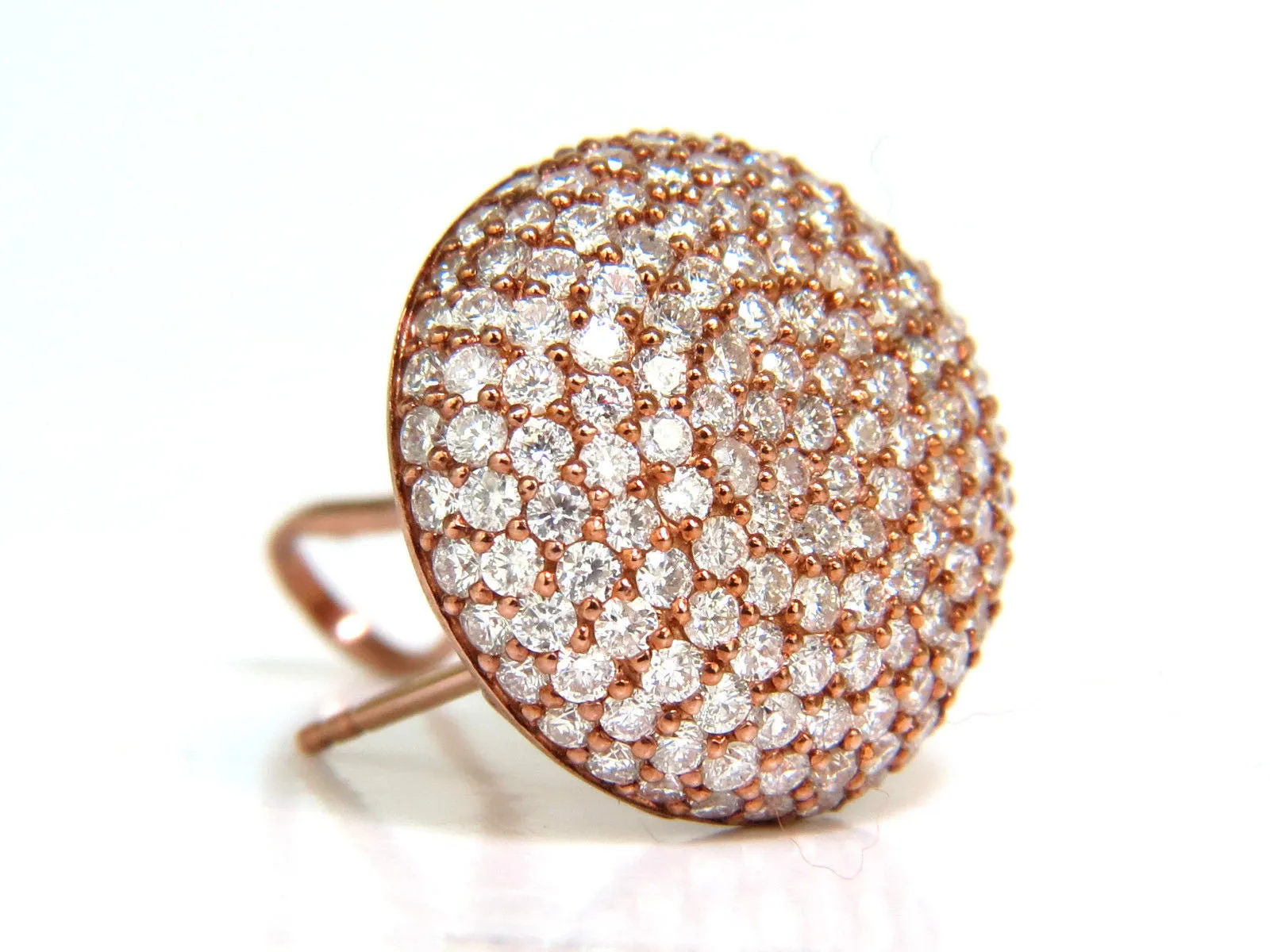 5.50CT DIAMONDS CLUSTER DOMED BEAD SET BUTTON PUFFED CLIP EARRINGS G/VS