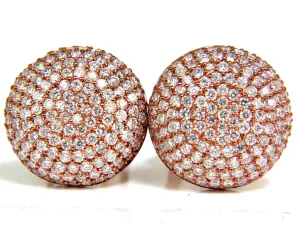 5.50CT DIAMONDS CLUSTER DOMED BEAD SET BUTTON PUFFED CLIP EARRINGS G/VS