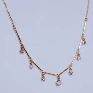 7 Station Opal & CZ Pendant Necklace