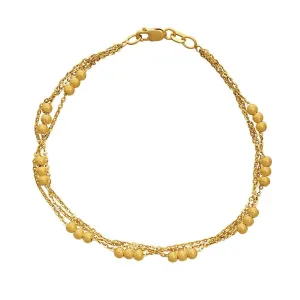 9ct Yellow Gold Silver Infused Strand & Bead Bracelet