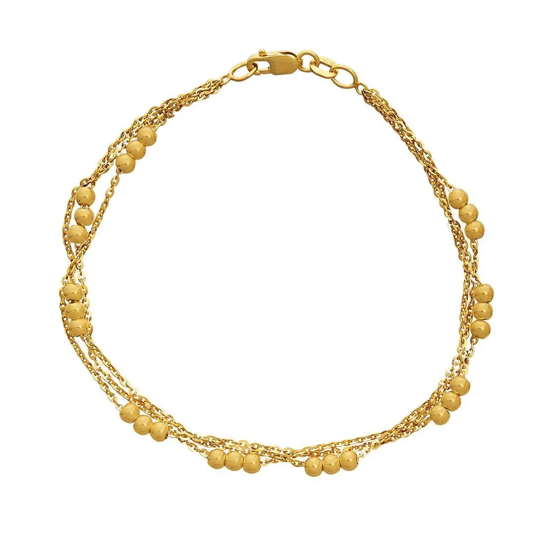 9ct Yellow Gold Silver Infused Strand & Bead Bracelet