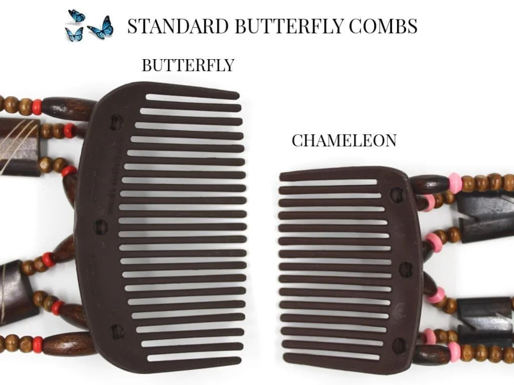 African Butterfly Hair Comb - Stones & Bones Black 115