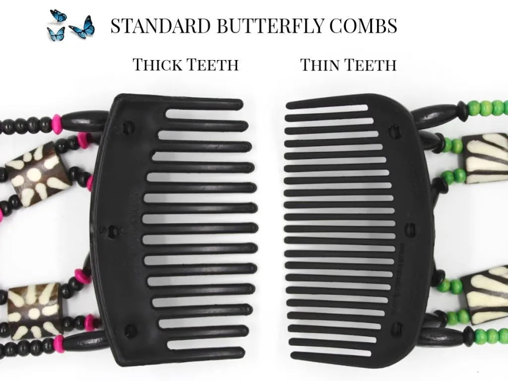 African Butterfly Hair Comb - Stones & Bones Black 89