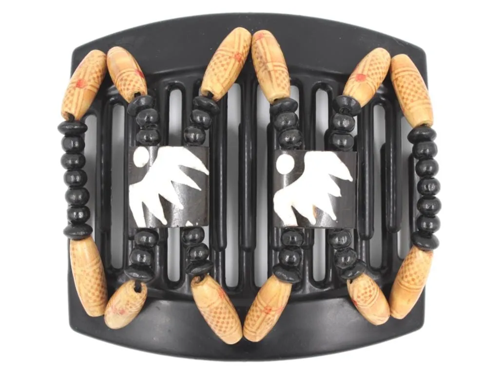 African Butterfly Thick Hair Comb - Stones & Bones Black 109