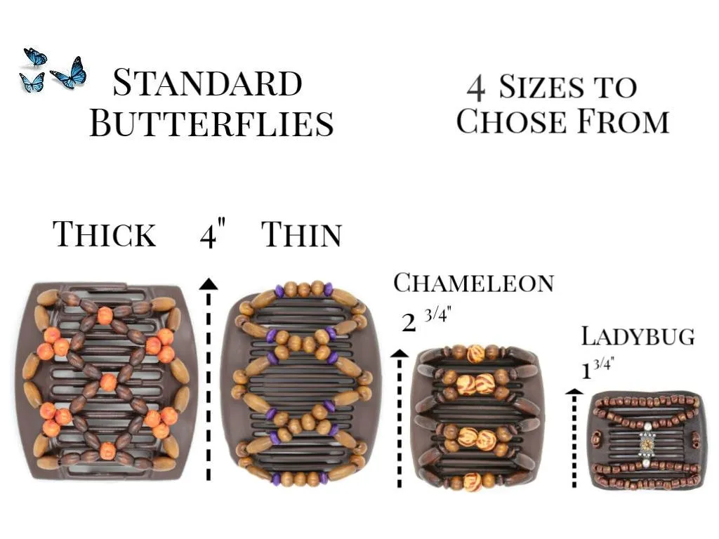 African Butterfly Thick Hair Comb - Stones & Bones Black 109