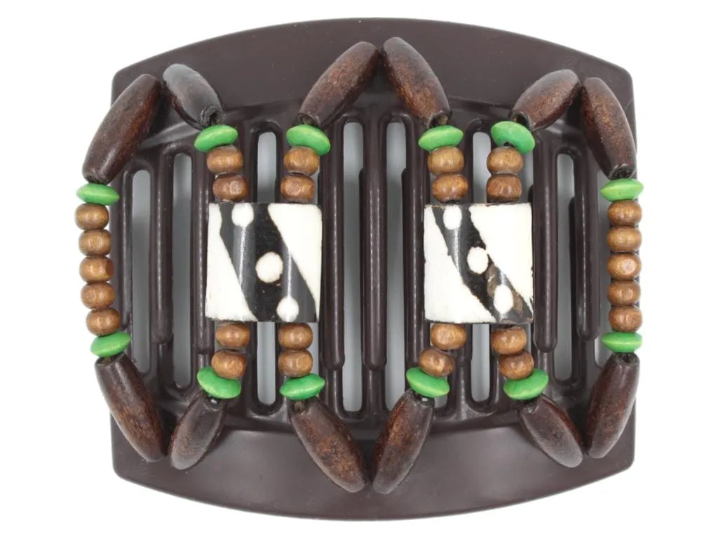 African Butterfly Thick Hair Comb - Stones & Bones Brown 107
