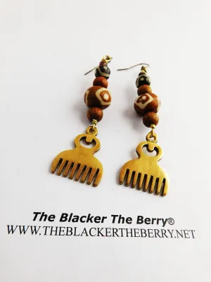 African Duafe Earrings Adinkra Beaded Ethnic Jewelry