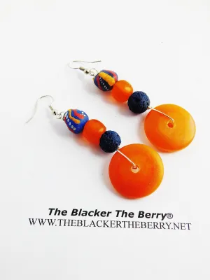 African Earrings Orange Blue Ethnic Women Jewelry