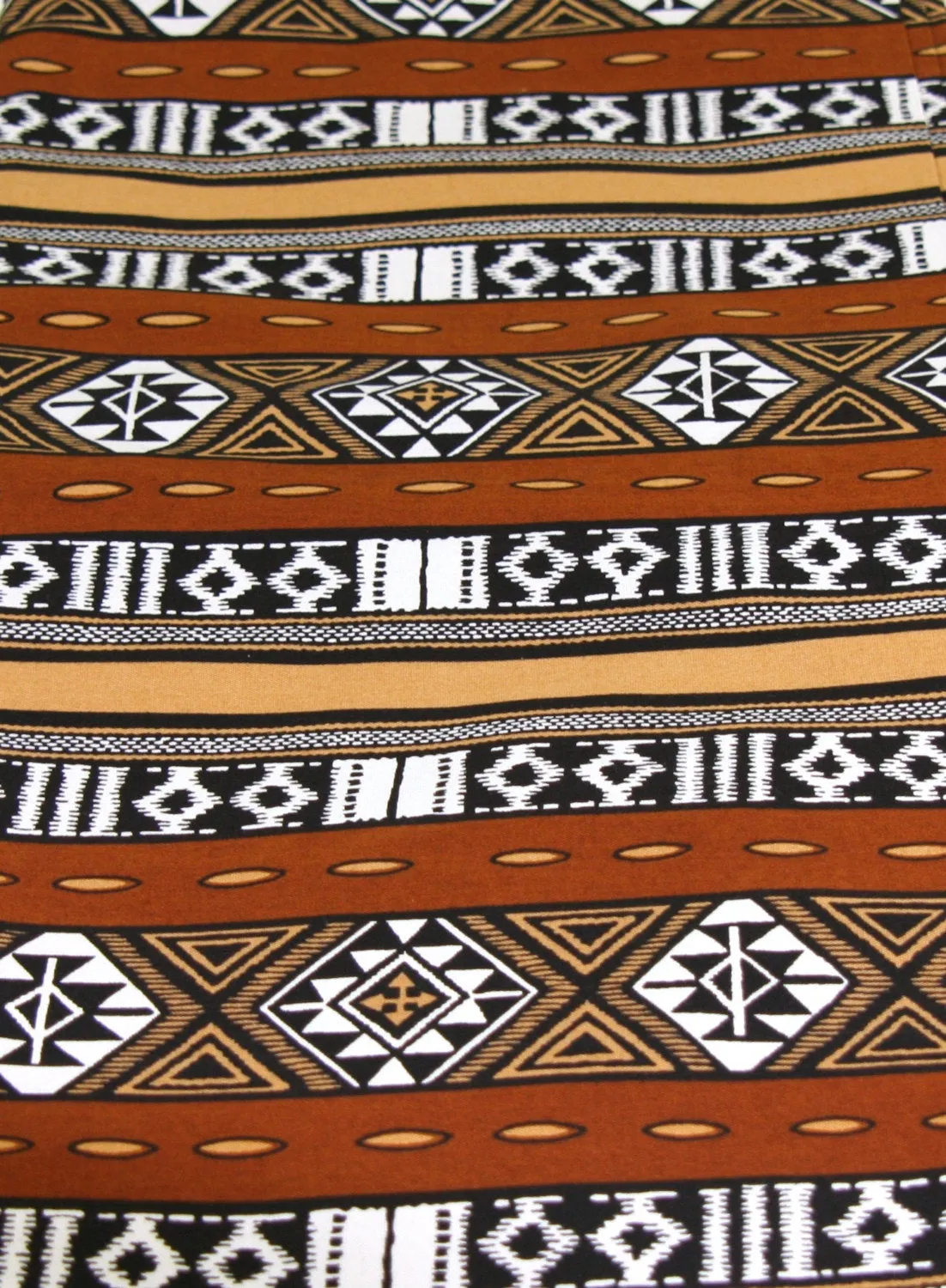 African Fabric 6 Yards Brown, White, Gold, Black - Vintage