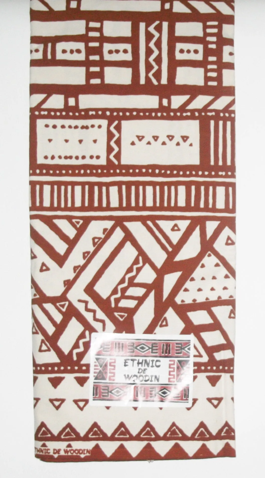 African Fabric 6 Yards Ethnic De Woodin Vlisco Classic Mudcloth Brown White
