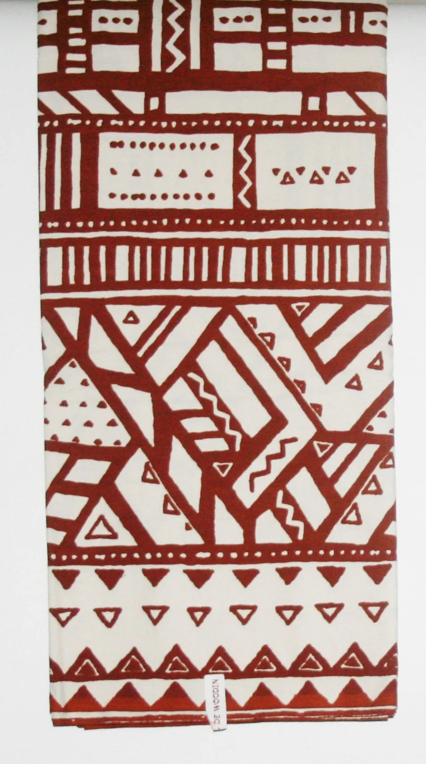 African Fabric 6 Yards Ethnic De Woodin Vlisco Classic Mudcloth Brown White