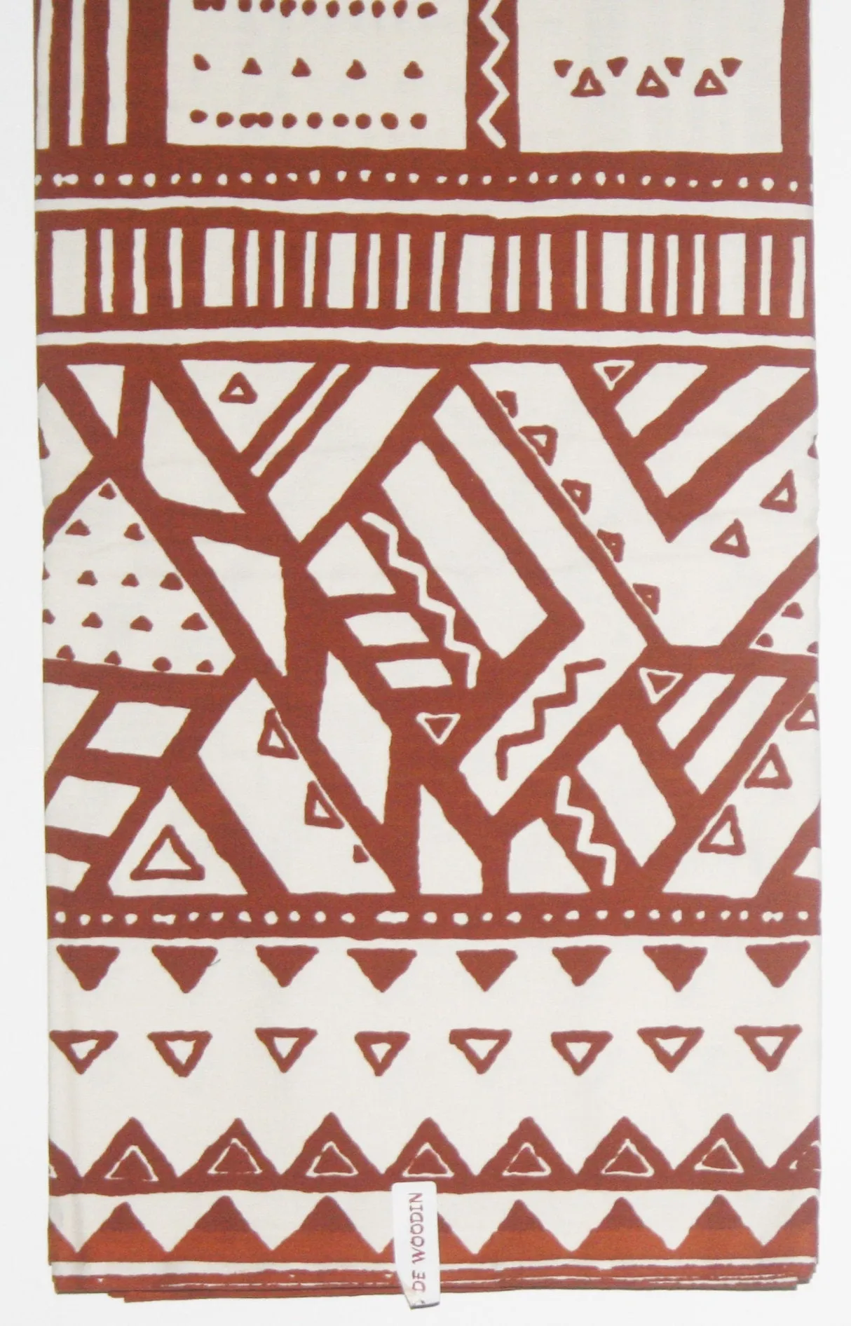 African Fabric 6 Yards Ethnic De Woodin Vlisco Classic Mudcloth Brown White