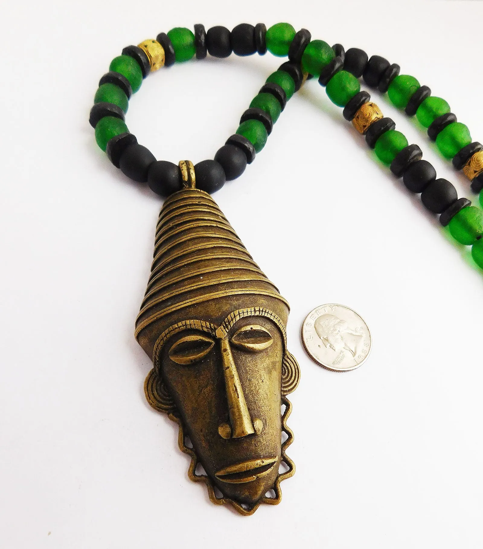 African Men Necklaces Beaded Jewelry Green Ethnic Large The Blacker The Berry®