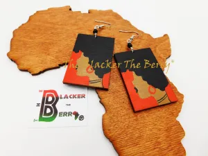 Afro Earrings African American Jewelry Hand Painted Wooden Ethnic Afrocentric