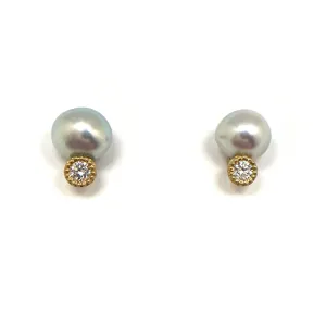 Akoya Pearl and Diamond Studs