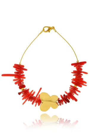 ALBERTO GALLETI BUTTERFLY Coral Gold Bracelet