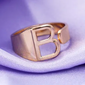 Alphabet B Gold Band Ring