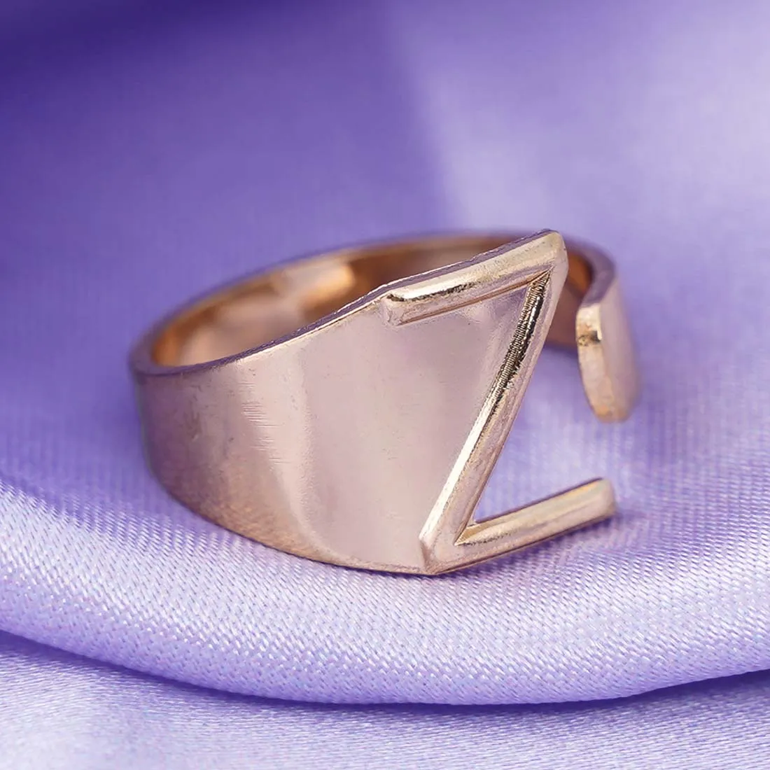Alphabet Z Gold Band Ring