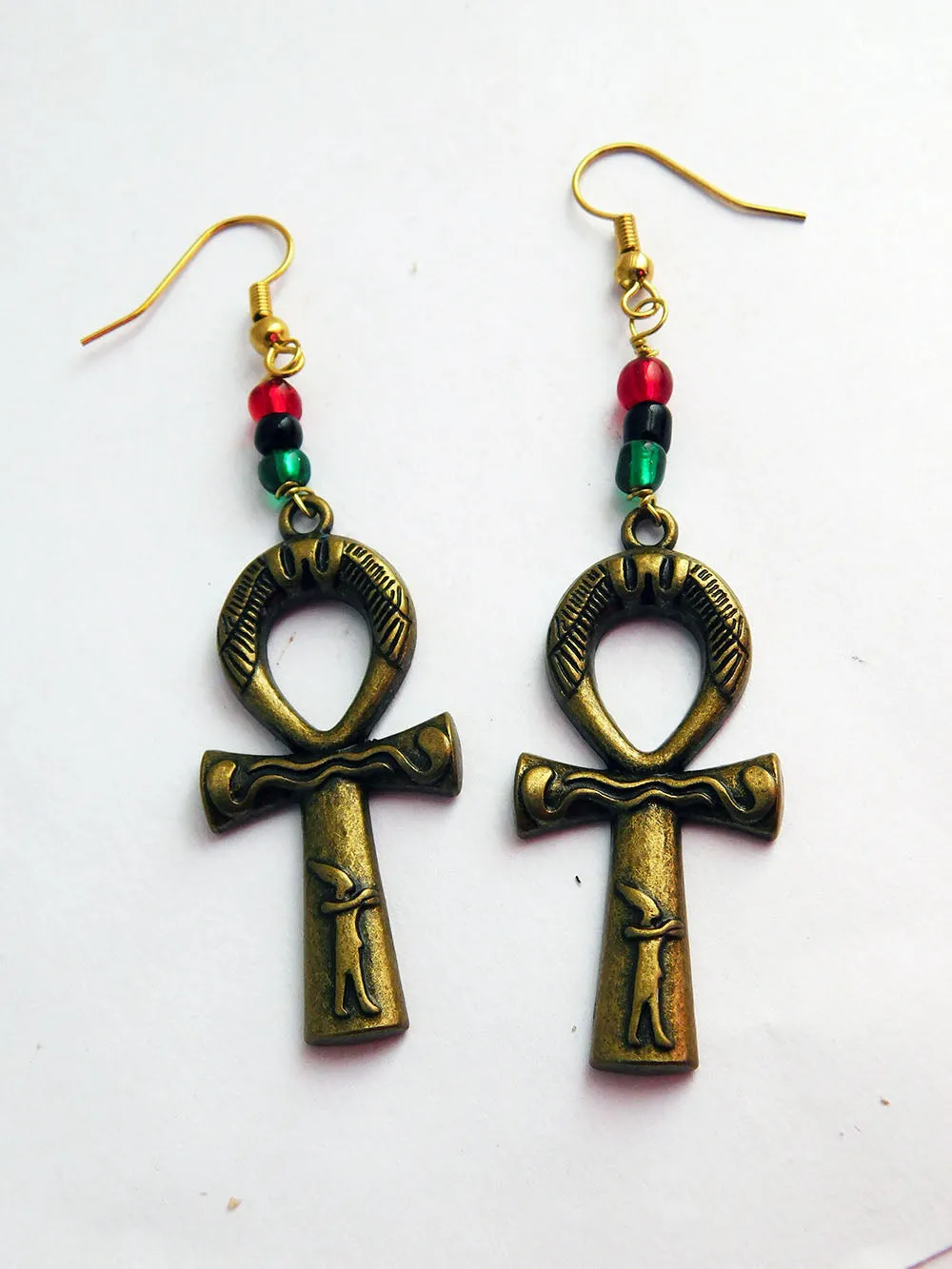Ankh Earrings RBG Pan African Jewelry Ethnic Afrocentric The Blacker The Berry