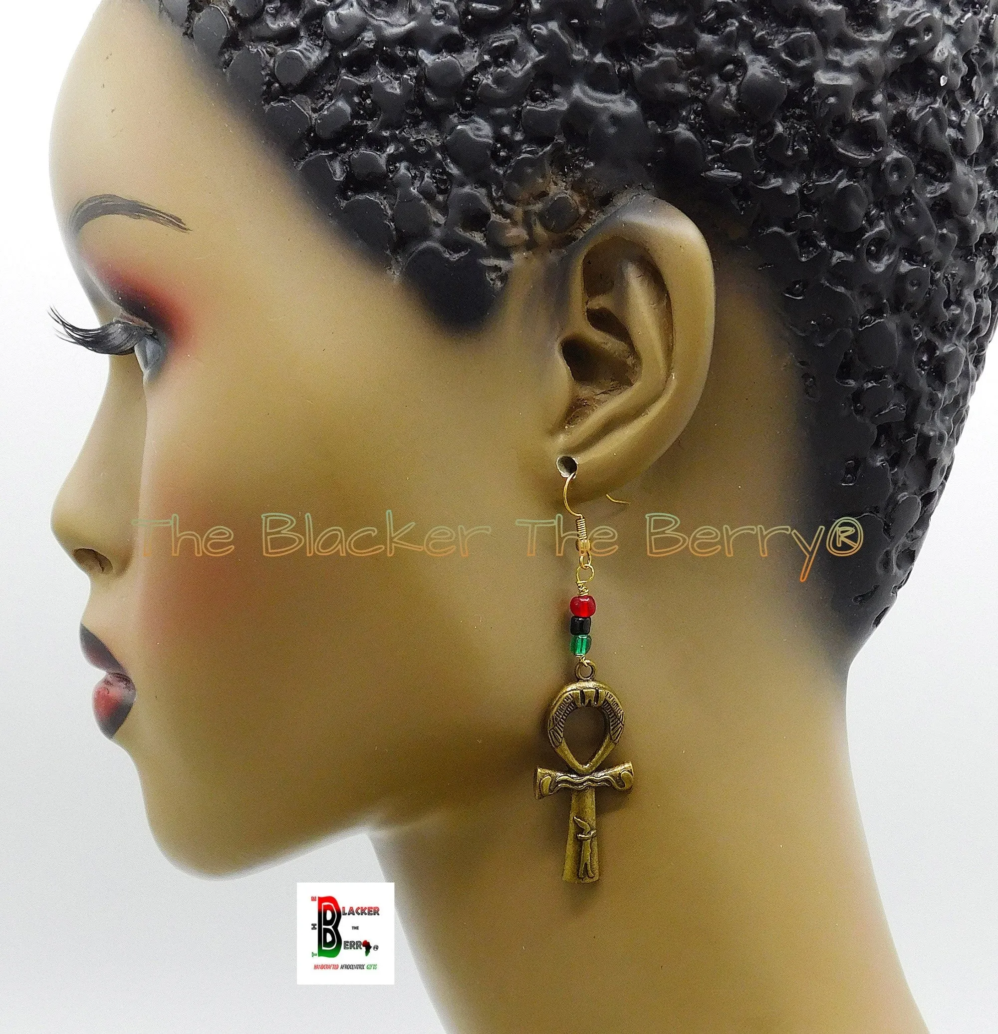 Ankh Earrings RBG Pan African Jewelry Ethnic Afrocentric The Blacker The Berry