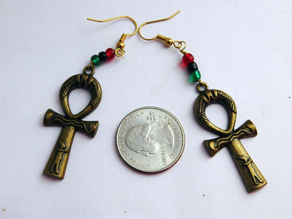 Ankh Earrings RBG Pan African Jewelry Ethnic Afrocentric The Blacker The Berry