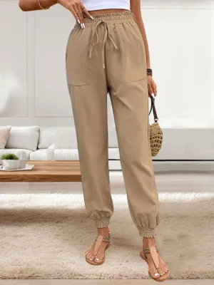Arielle Tied Elastic Waist Pants with Pockets