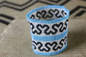 Art# K105 3.5  inch  Original Kayapo Traditional Peyote stitch Beaded Bracelet from Brazil.