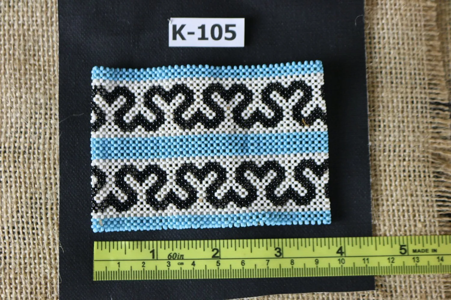 Art# K105 3.5  inch  Original Kayapo Traditional Peyote stitch Beaded Bracelet from Brazil.