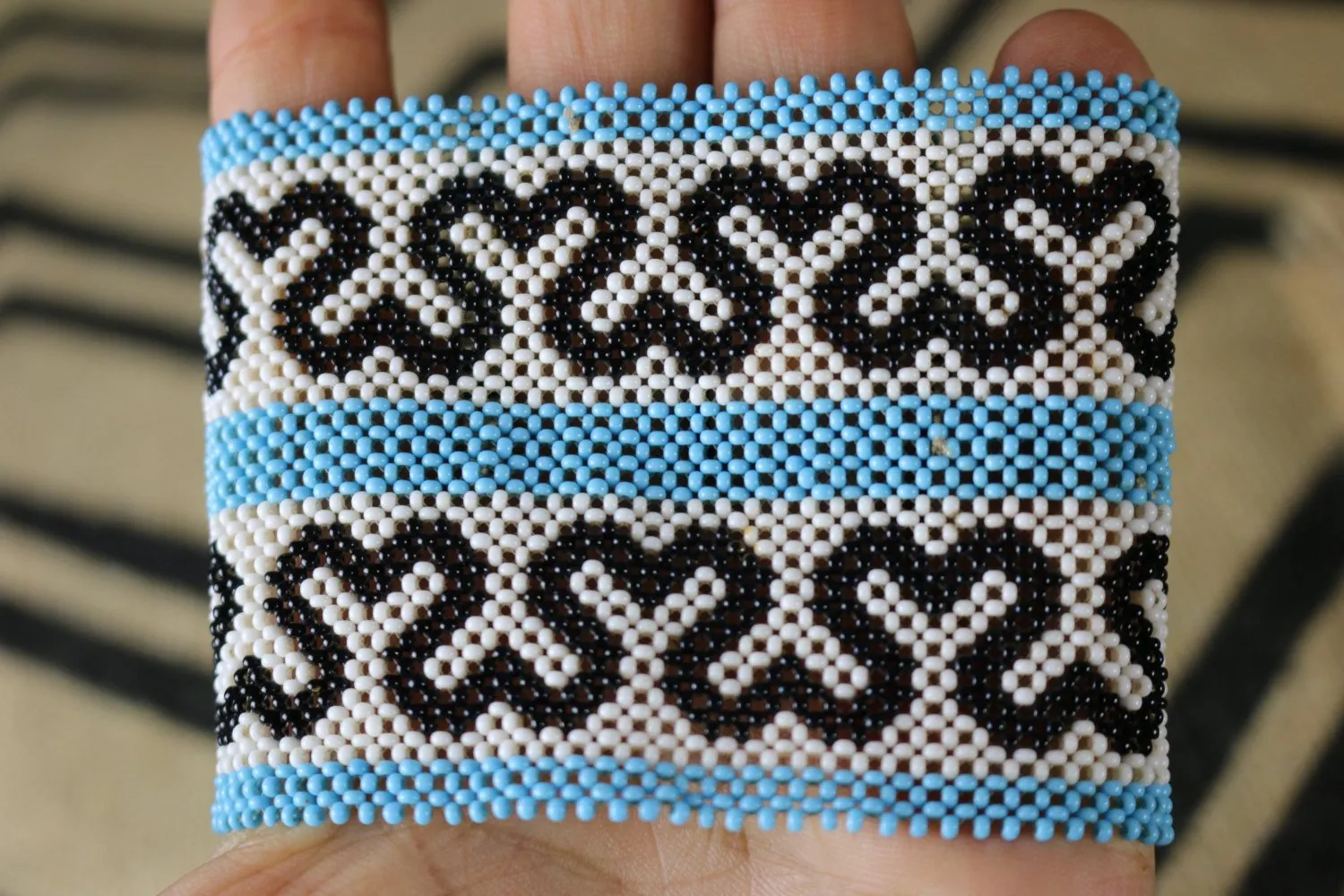 Art# K105 3.5  inch  Original Kayapo Traditional Peyote stitch Beaded Bracelet from Brazil.