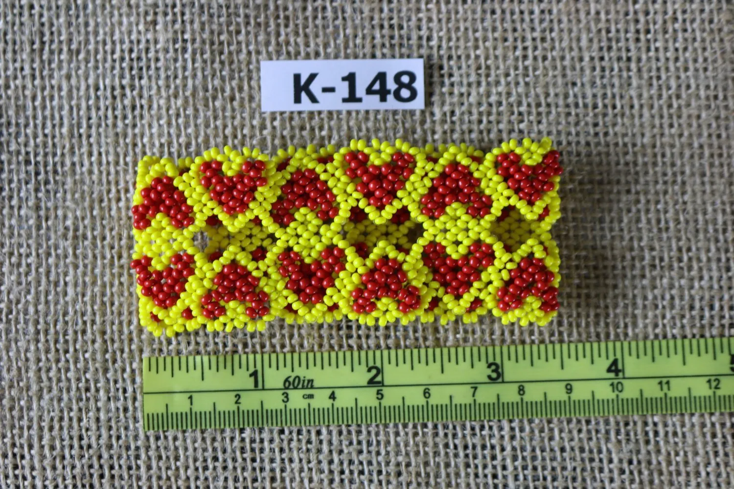 Art# K148 3.5   inch Original Kayapo Traditional Peyote stitch Beaded Bracelet from Brazil.
