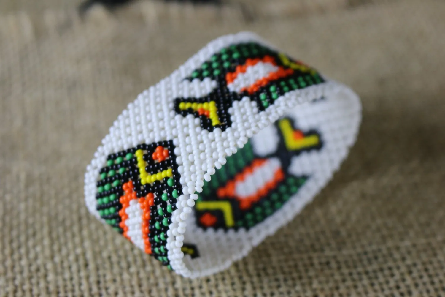 Art# K153  3  inch Original Kayapo Traditional Peyote stitch Beaded Bracelet from Brazil.
