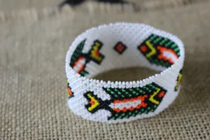 Art# K153  3  inch Original Kayapo Traditional Peyote stitch Beaded Bracelet from Brazil.