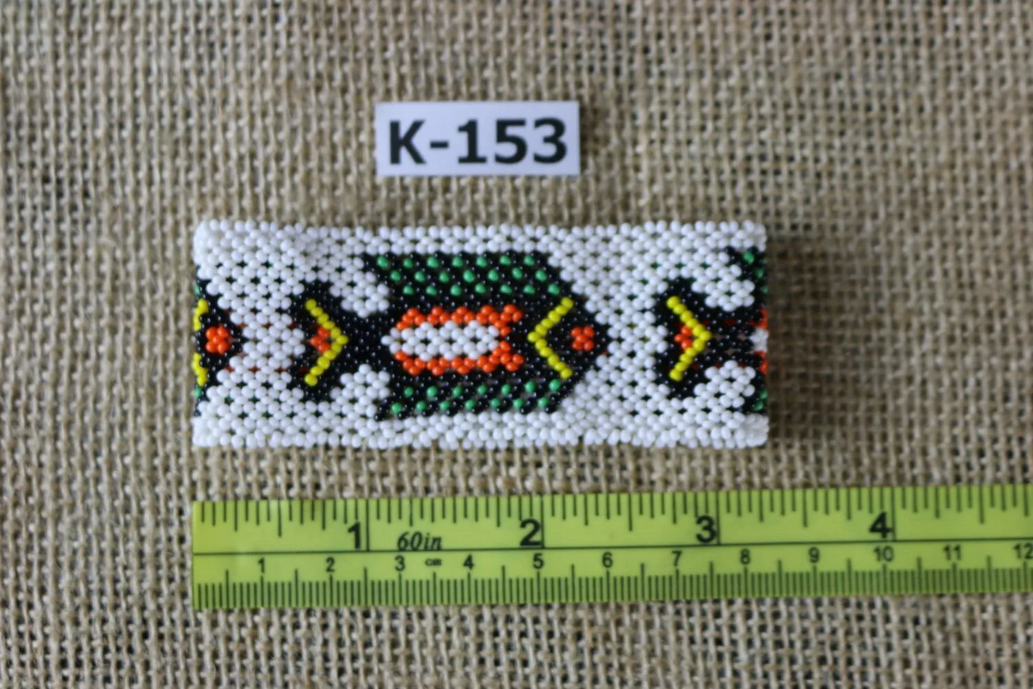 Art# K153  3  inch Original Kayapo Traditional Peyote stitch Beaded Bracelet from Brazil.