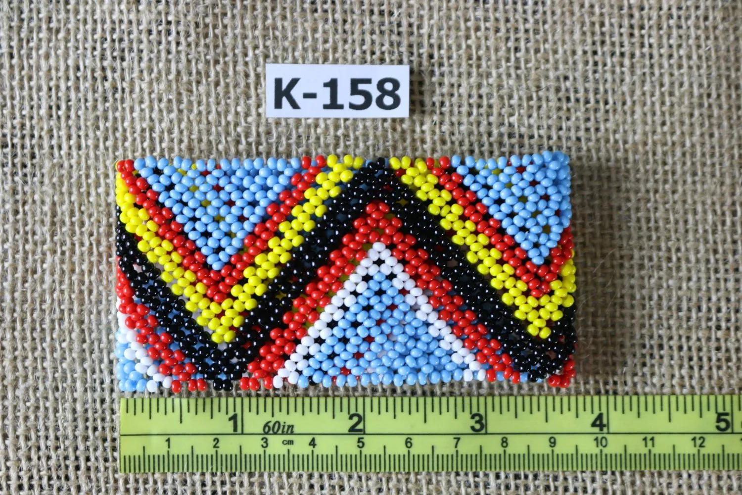 Art# K158 3.5  inch Original Kayapo Traditional Peyote stitch Beaded Bracelet from Brazil.