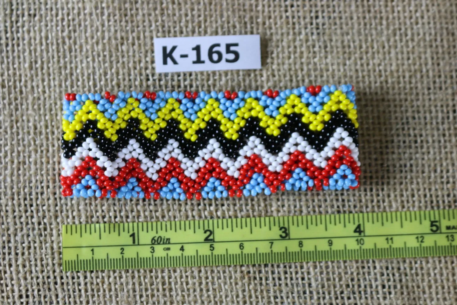 Art# K165  4 inch Original Kayapo Traditional Peyote stitch Beaded Bracelet from Brazil.